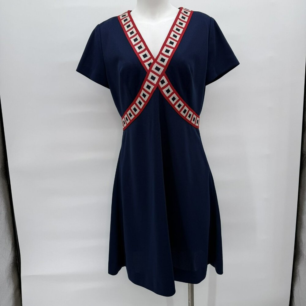 Vintage Barnesville Park Suite Dress 1970s Mid Century Mod Blue Red White Medium